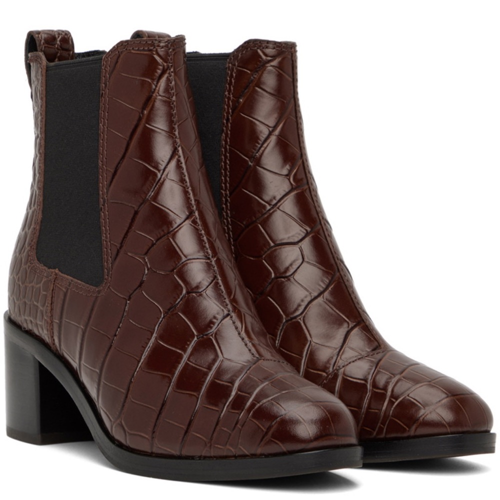 NEW Rag & Bone Hazel Chelsea Womens 9.5 Embossed Brown Leather